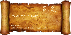 Pantits Kunó névjegykártya